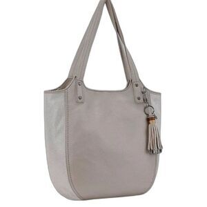 The Sak Women's Beige Pebble Shimmer Leather Hobo Tote Shoulder Bag